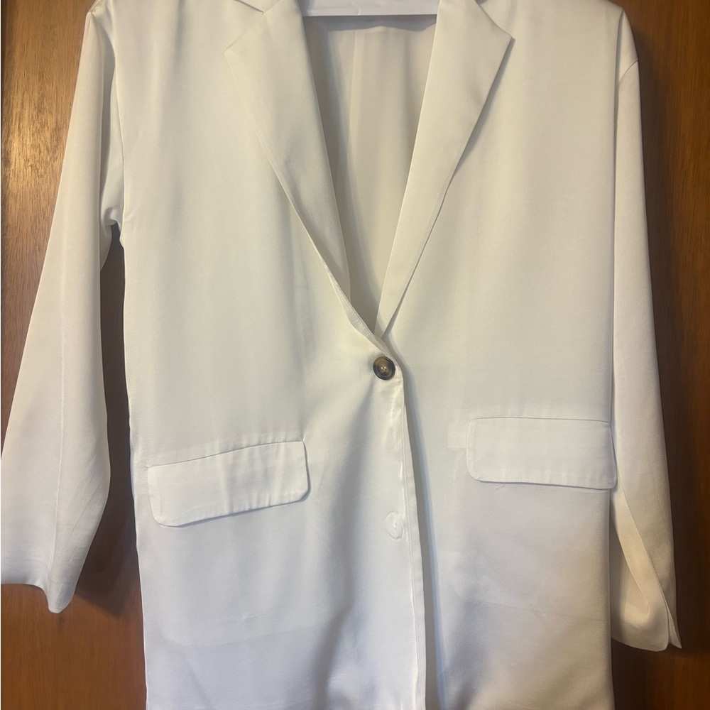 Satin White Blazer